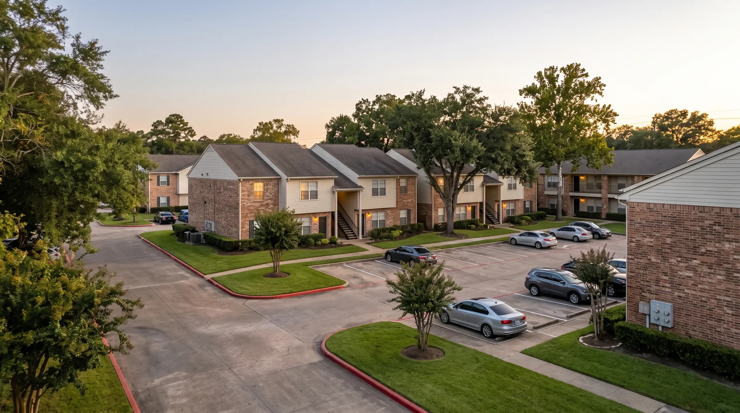 Representative Houston multifamily complex conveying neighborhood-scale apartment financing