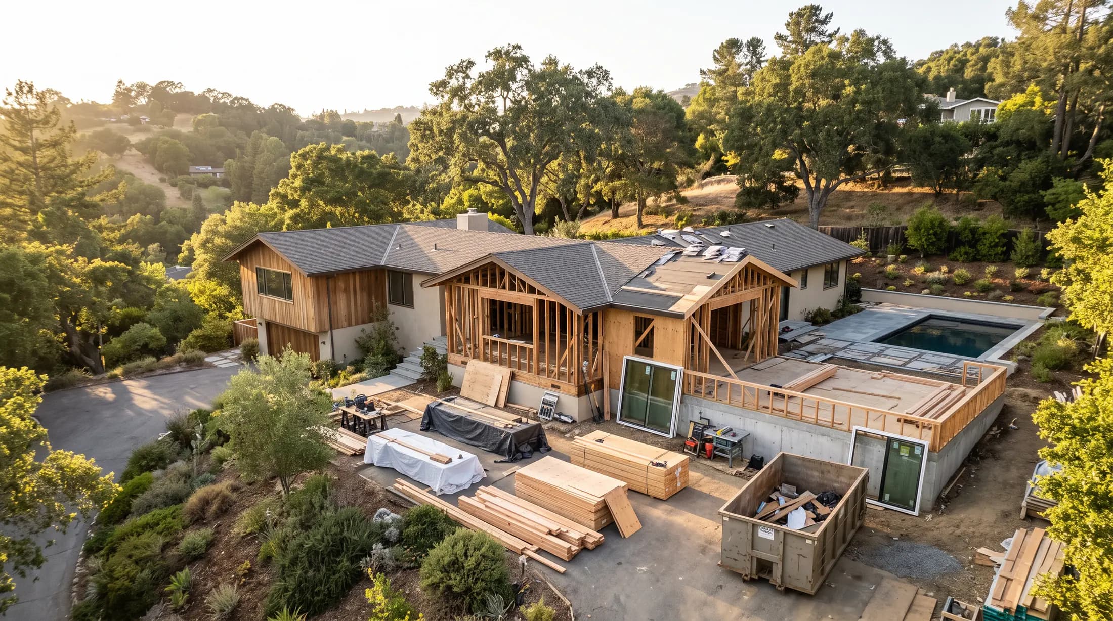 Representative Orinda residence showing renovation and expansion work in progress