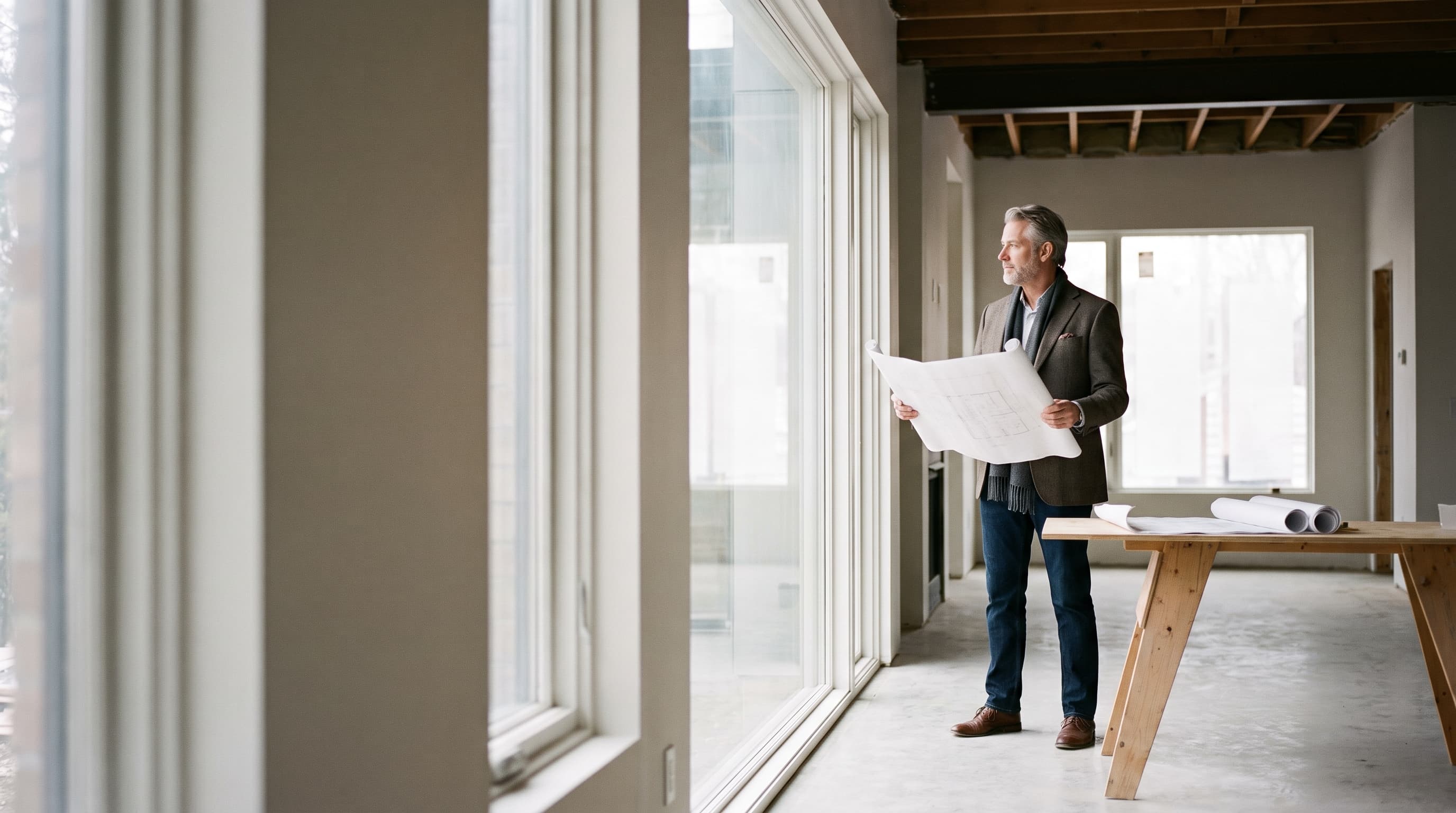 Investor reviewing project plans with Pillar advisory support
